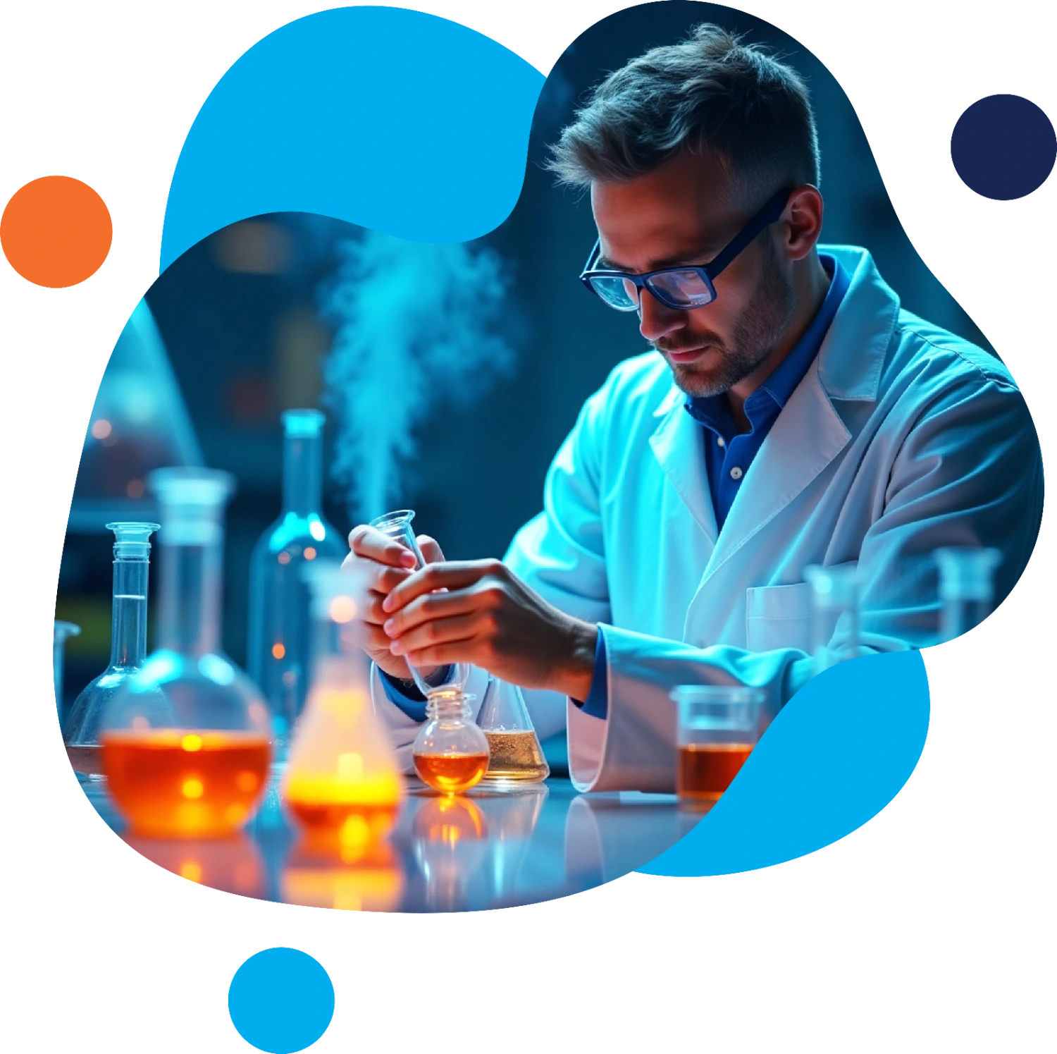 znanstvenik promatra destilaciju