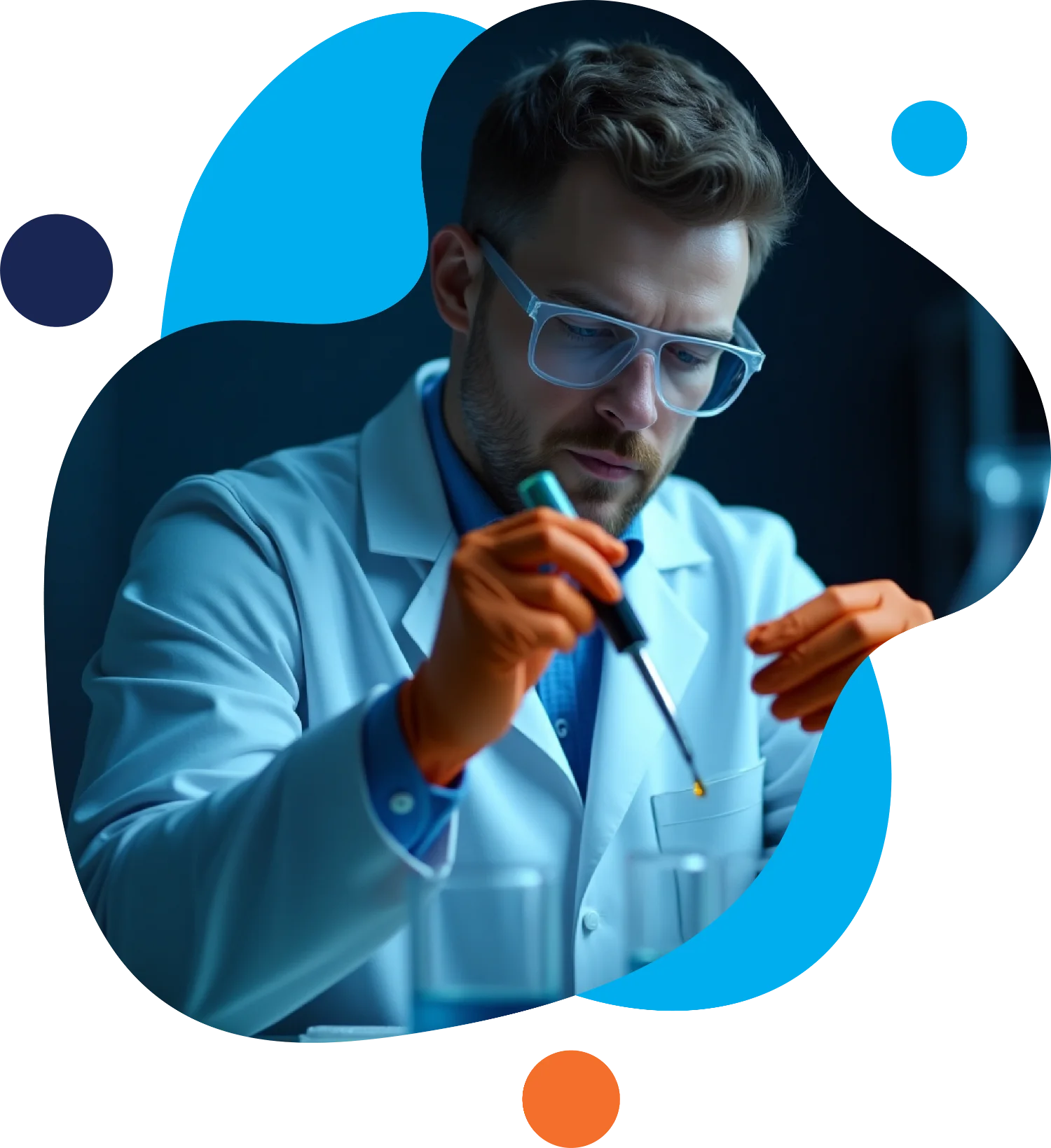 znanstvenik u laboratoriju dozira s pipetom